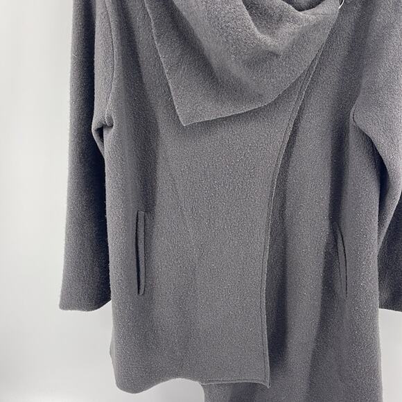 Garnet Hill 100% boile wool drape front shawl collar asymmetrical hem jacket 12P - Picture 3 of 8